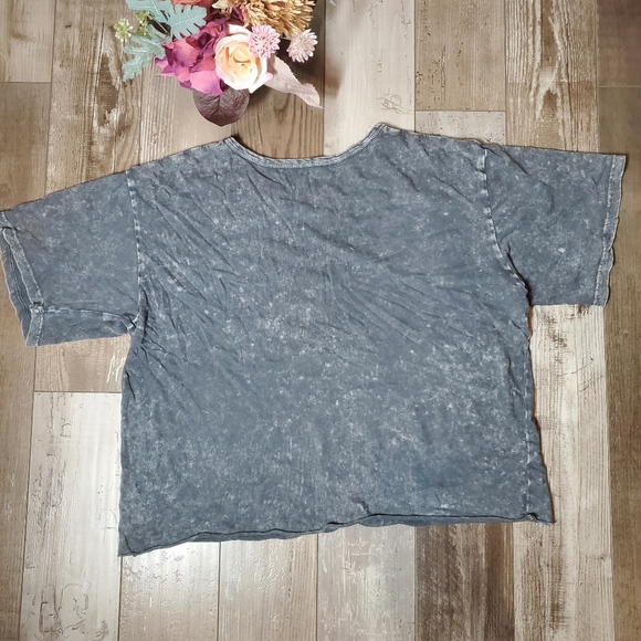 Caution to the Wind Distressed Gray Acid Wash Short Sleeve T-Shirt Size Medium - Picture 7 of 16